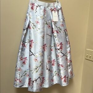 Ted Baker Floral A-Line Skirt in Light Blue